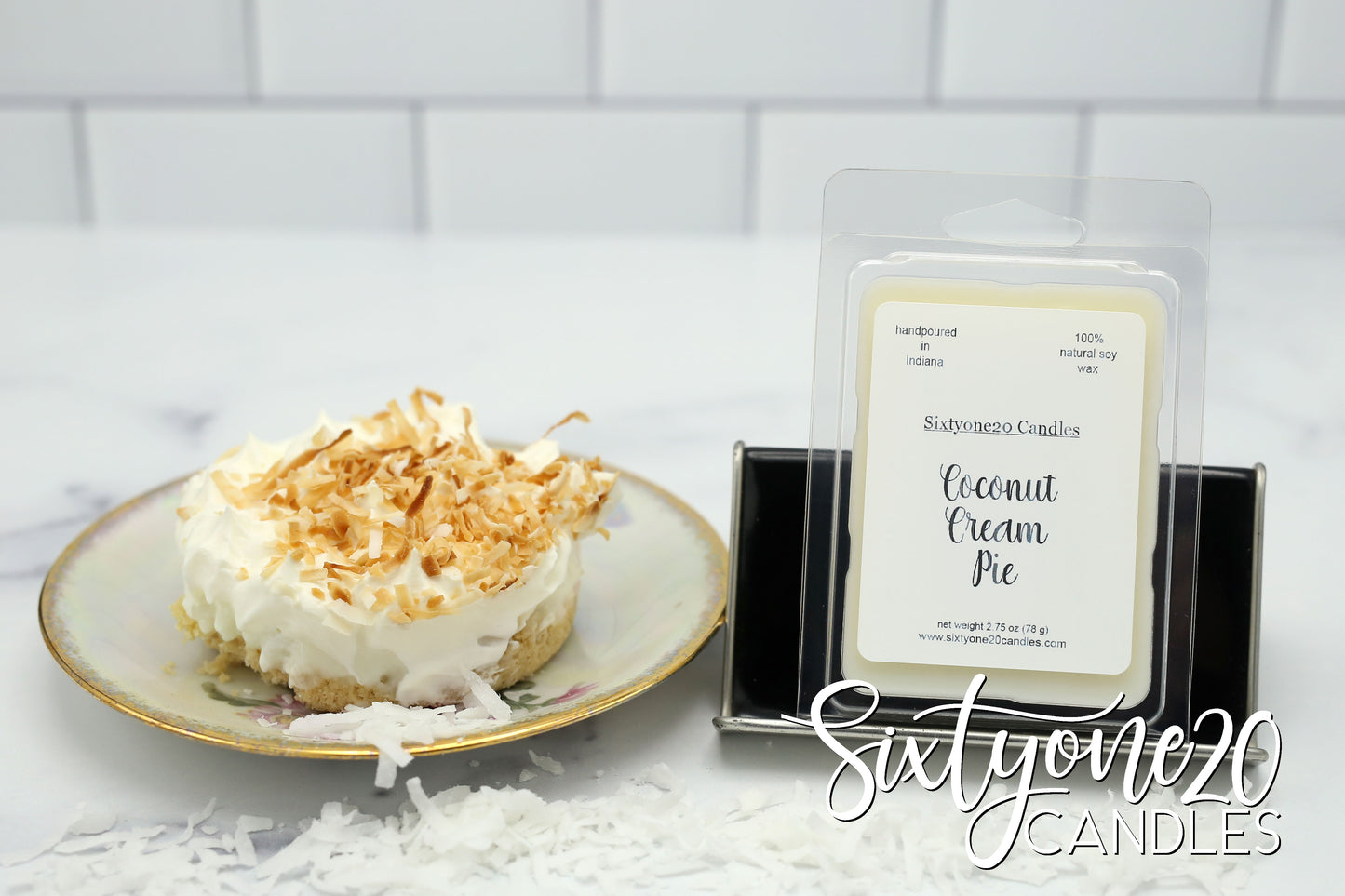 Coconut Cream Pie Soy Wax Melt net weight 2.75 ozCoconut Cream Pie 100% Soy Wax Melt and Pie
