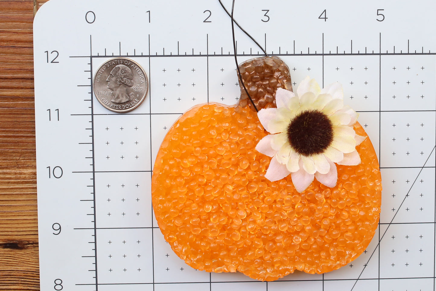 Pumpkin Car Freshie – Custom Color Fall Charm with Sunflower Accent