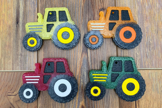 Tractor car freshies in yellow, red, orange & green