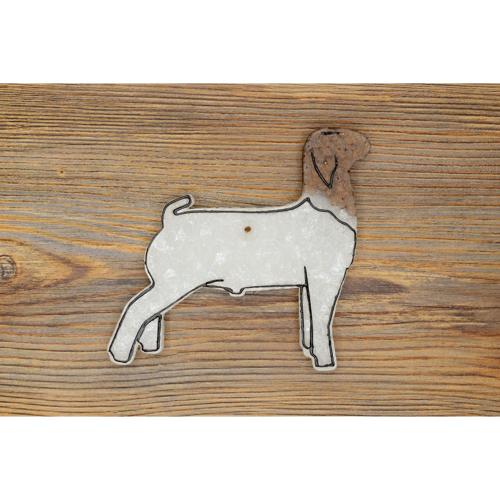 white show goat car freshie silhouette on wood background