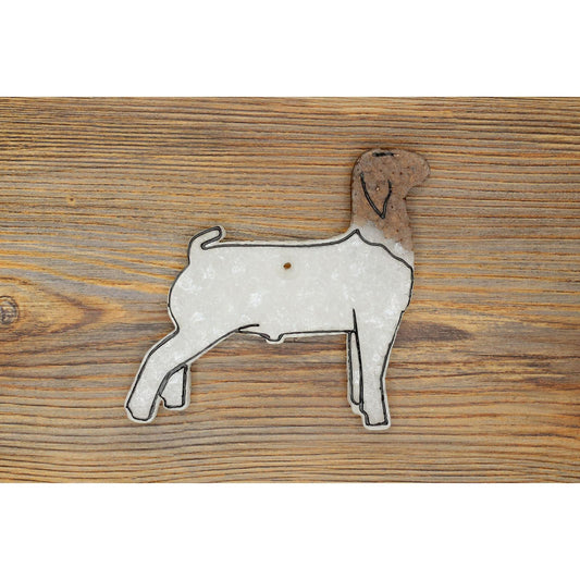 white show goat car freshie silhouette on wood background