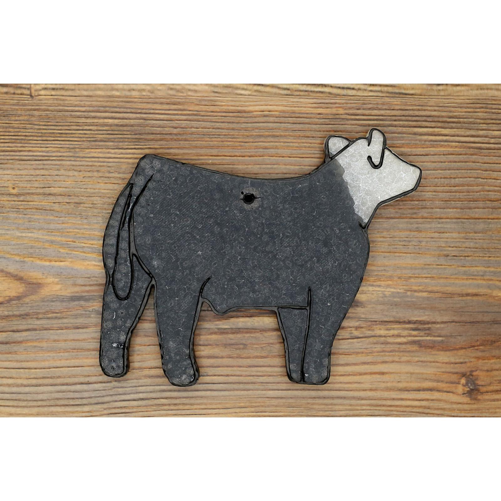 black and white show steer car freshie on wood background