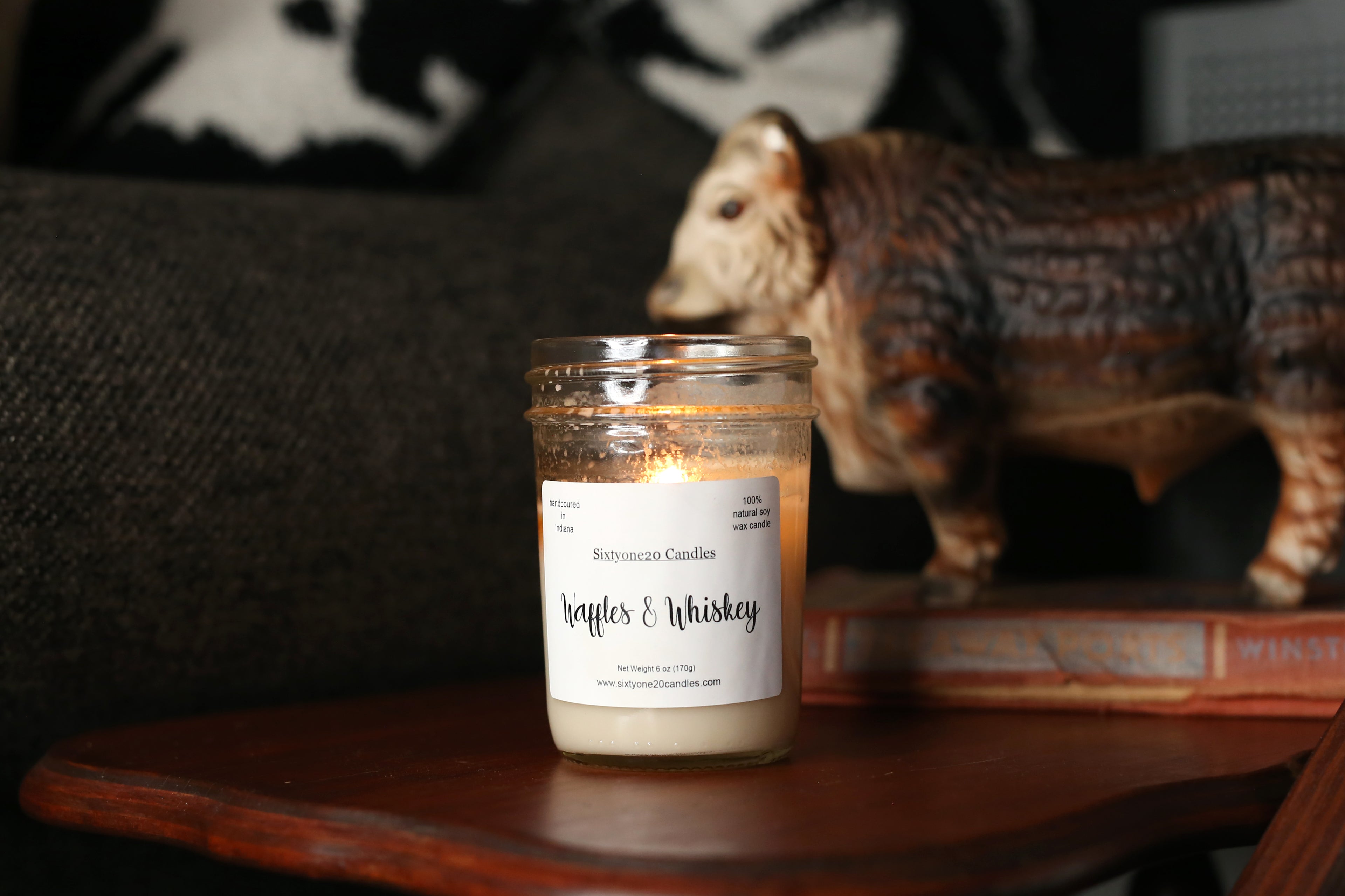 Waffles & Whiskey Everyday Candle in Rural setting